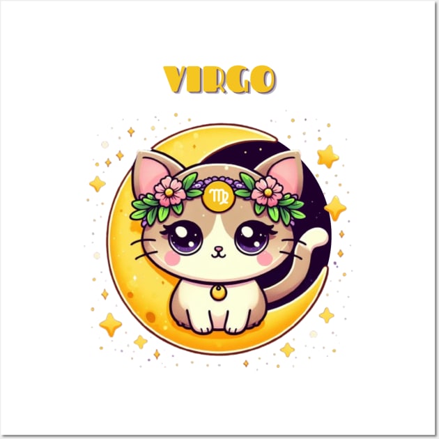 Virgo Zodiac Cat Wall Art by Bubbles